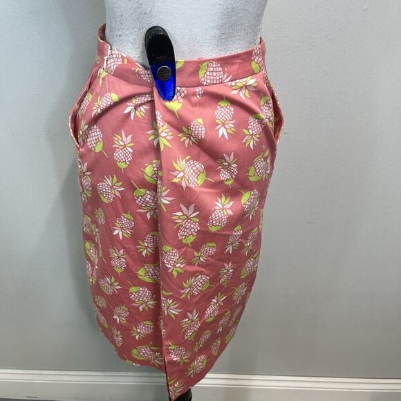 Brooks Brothers 346 Skirt size 12 Pink Green Pineapples Straight Knee Stretch - Picture 8 of 9